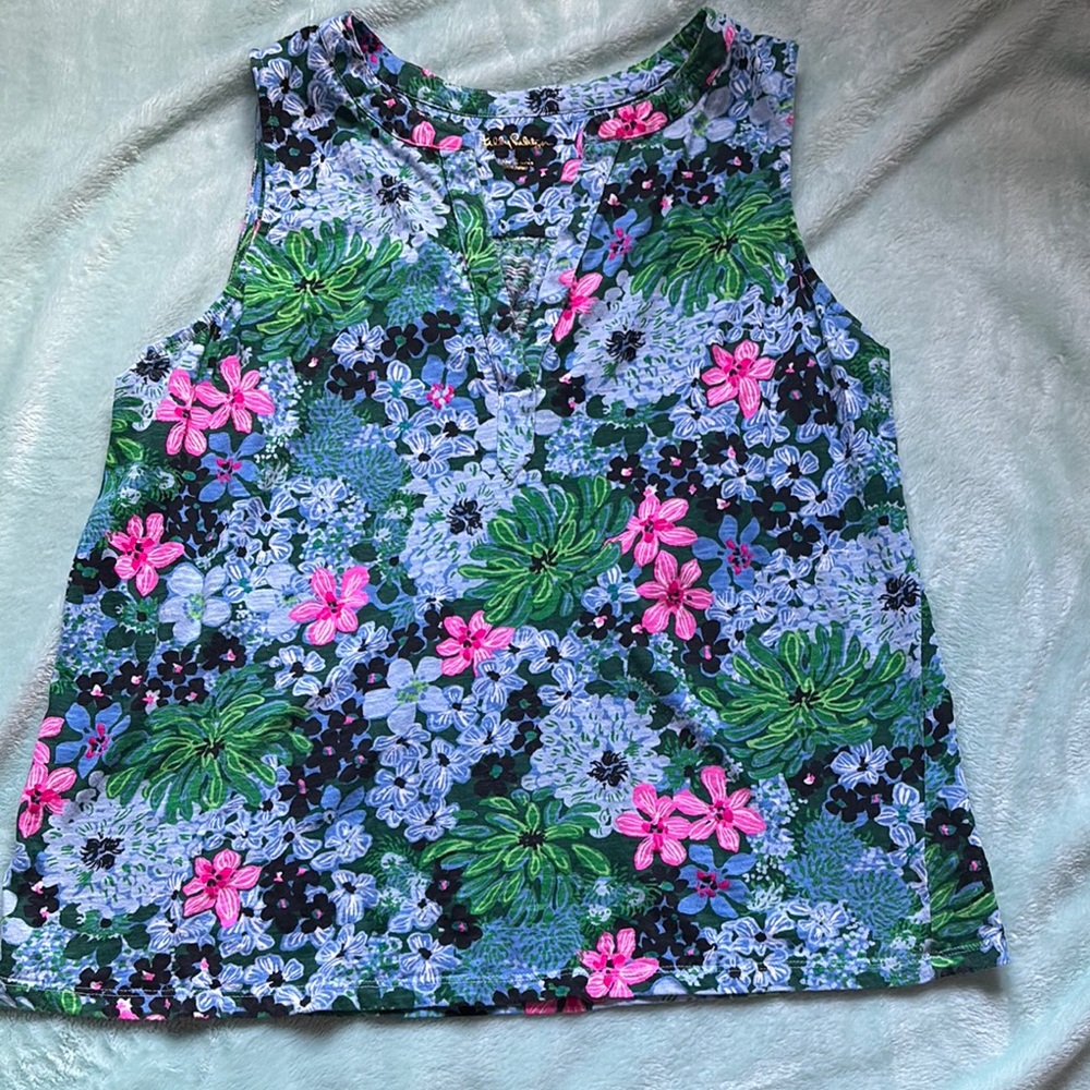 Lilly Pulitzer Pink and Green Floral Tank Top
